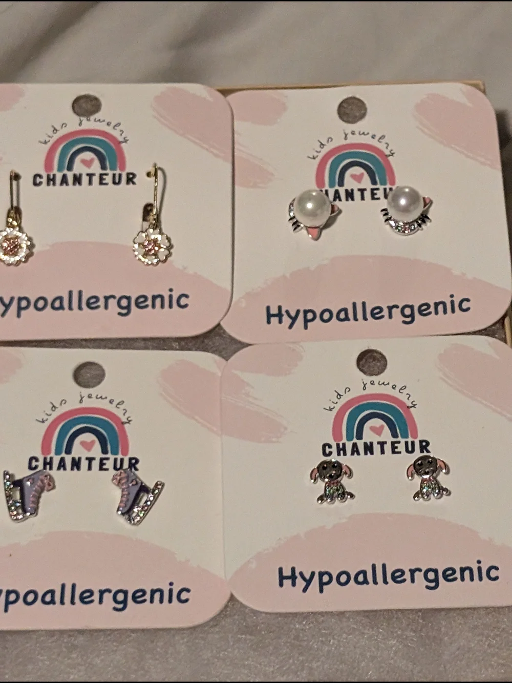 4 Set Of Earrings Chanteur Hypoallergenic Kids Jewelry Accessories